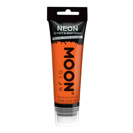 Moon Glow - 75Ml Neon Uv Face Paint With Sponge Applicator - Orange