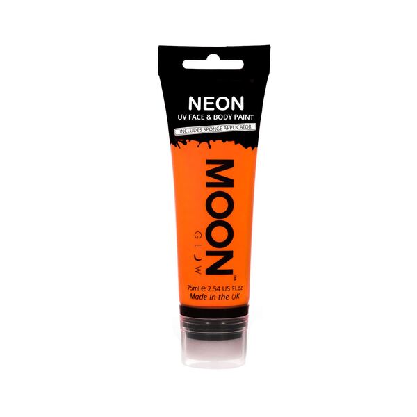 Moon Glow - 75Ml Neon Uv Face Paint With Sponge Applicator - Orange