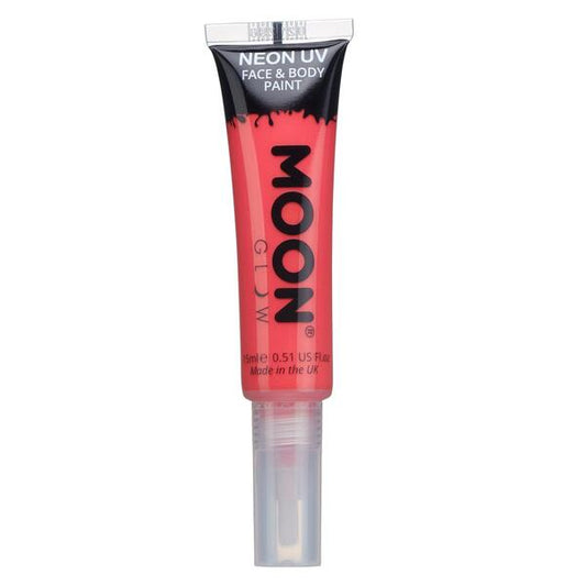 Moon Glow - Neon Uv Face Paint With Brush Applicator - Intense Red