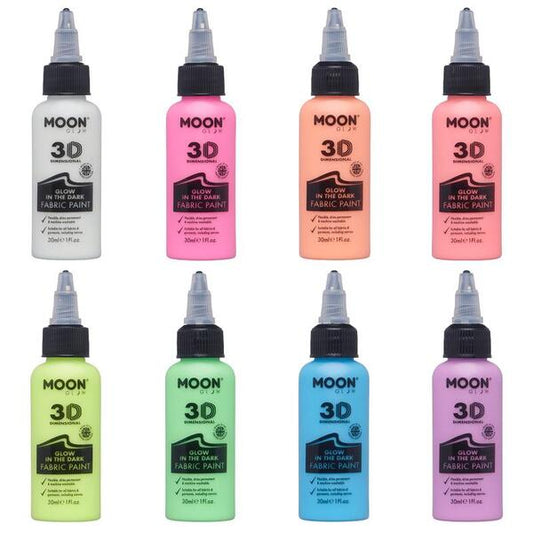 Moon Glow - Glow In The Dark Fabric Paint - Set Of 8