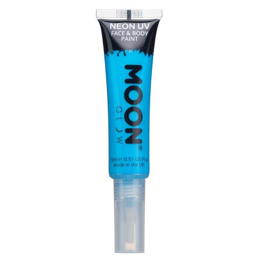 Moon Glow - Neon Uv Face Paint With Brush Applicator - Intense Blue