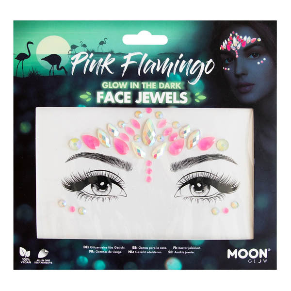 Moon Glow - Glow In The Dark Face Jewels - Pink Flamingo