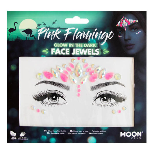 Moon Glow - Glow In The Dark Face Jewels - Pink Flamingo