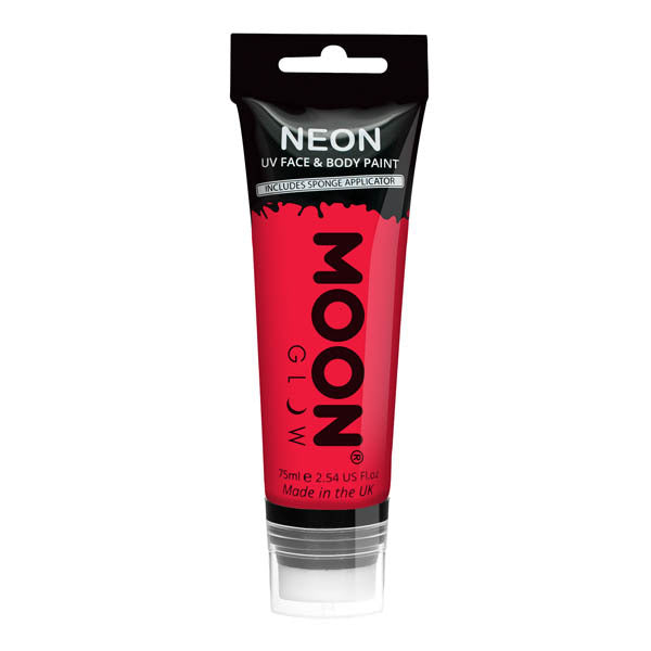 Moon Glow - 75Ml Neon Uv Face Paint With Sponge Applicator - Red
