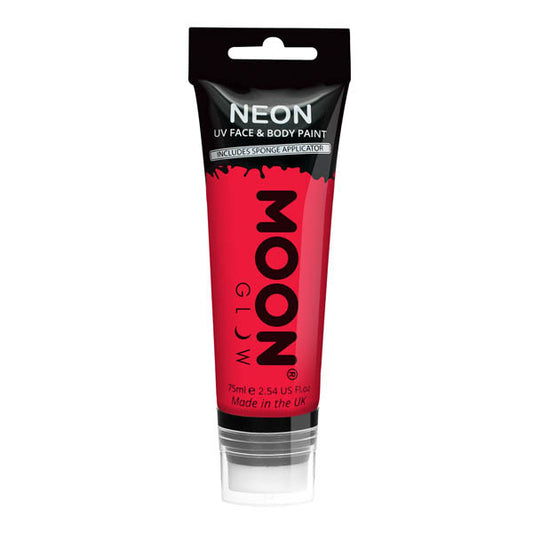 Moon Glow - 75Ml Neon Uv Face Paint With Sponge Applicator - Red