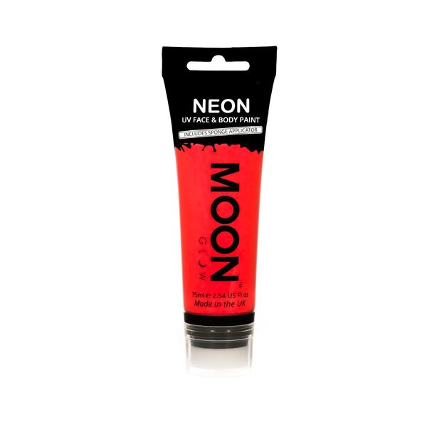 Moon Glow - 75Ml Neon Uv Face Paint With Sponge Applicator - Red