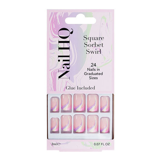 Nail Hq Square Sorbet Swirl Nails