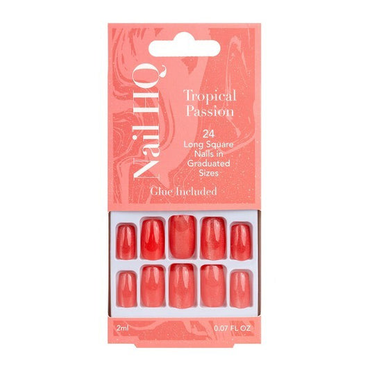 Nail Hq Square Tropical Passion Nails (24 Pieces)