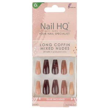 Nail Hq Long Coffin Mixed Nudes