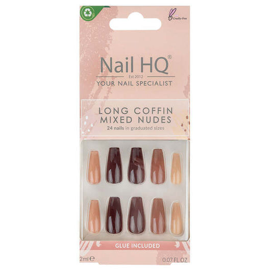 Nail Hq Long Coffin Mixed Nudes