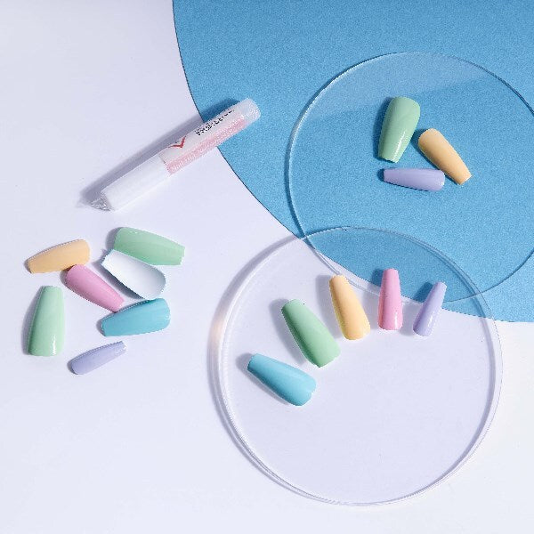 Nail Hq Long Coffin Mixed Pastels