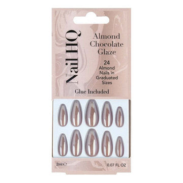 Nail Hq Almond Chocolate Glaze Nails (24 Pieces)