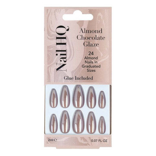 Nail Hq Almond Chocolate Glaze Nails (24 Pieces)