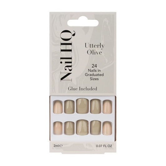 Nail Hq Utterly Olive Square Nails