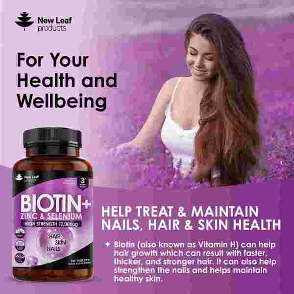 Biotin Hair Growth Vitamins 12000 Mcg - With Zinc & Selenium