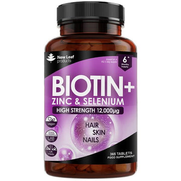 Biotin Hair Growth Vitamins 12,000Mcg - Enriched With Zinc