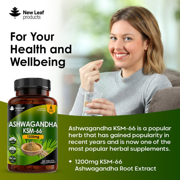 Ashwagandha Ksm-66 1200Mg Root Extract - 365 Vegan Tablets