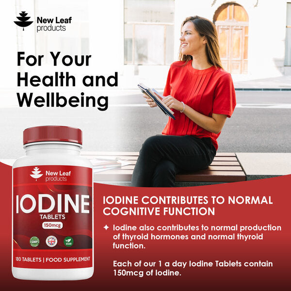 Iodine Tablets 150Mcg Supplement Vegan Thyroid Support 180S