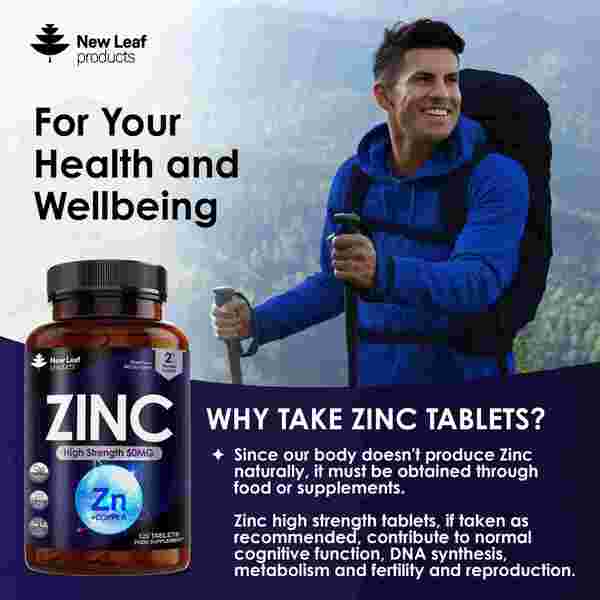 Zinc Tablets 50Mg High Strength 120 Vegan Zinc Supplements