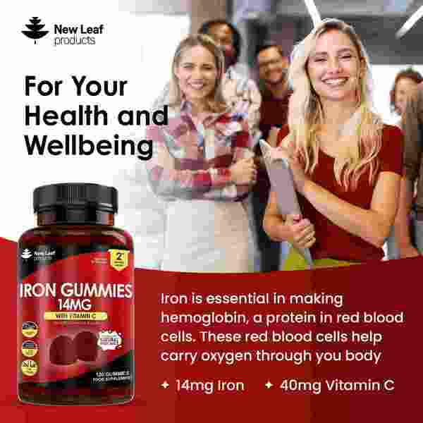New Leaf Iron Gummies 14Mg - 120 Iron Supplements, Vitamin C