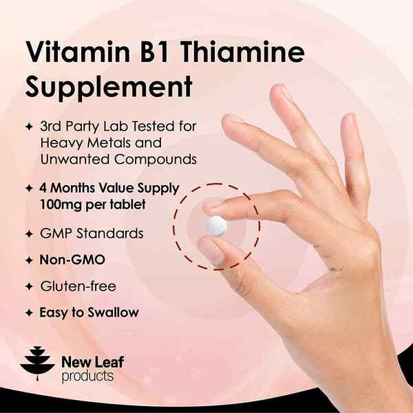 Vitamin B1 Tablets Thiamine Supplement High Strength 100Mg