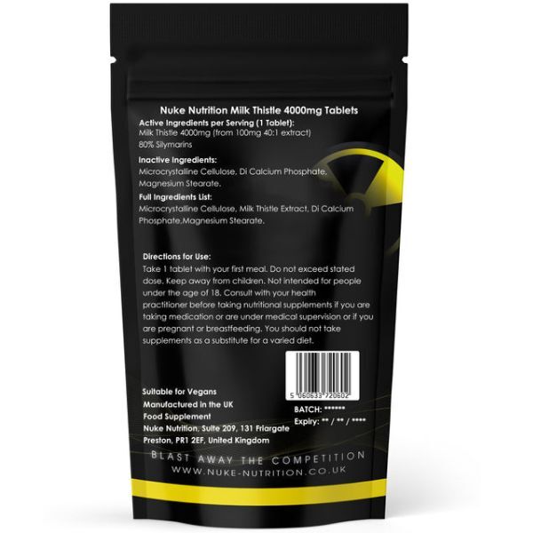 Nuke Nutrition Milk Thistle 4000Mg & 80% Silymarins-180Ct