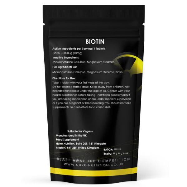Nuke Nutrition Biotin Tablets 10,000Mg -60Ct