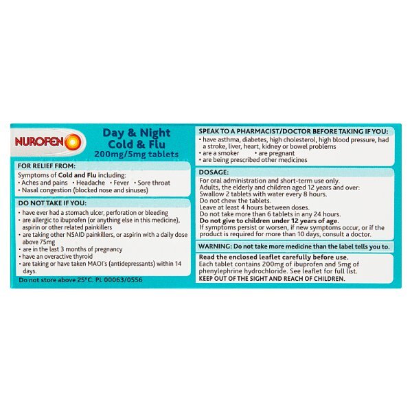 Nurofen Day/Night Cold & Flu Pain Relief Ibuprofen Tabs 16S