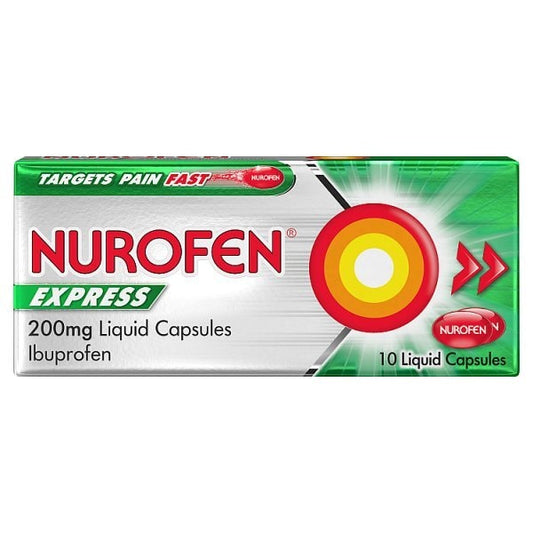 Nurofen Express Pain Relief Ibuprofen 200Mg Liquid Caps 10S
