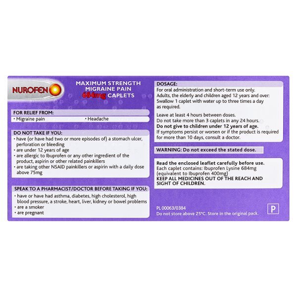 Nurofen Maximum Strength Migraine Pain 684Mg 12 Caplets