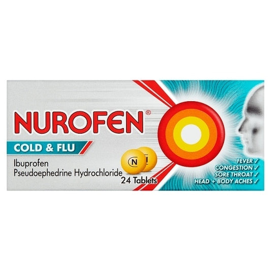 Nurofen Cold & Flu Relief Ibuprofen Decongestion Tablets 24S