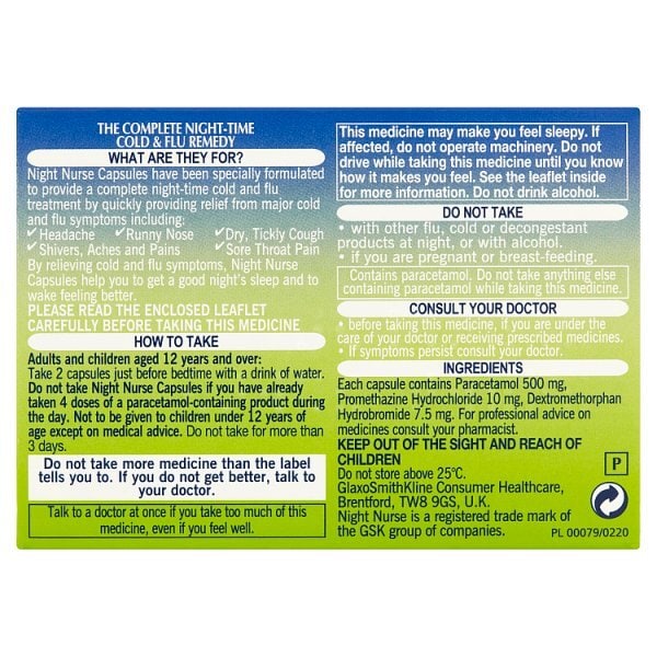 Night Nurse Cold And Flu Relief Capsules 10S