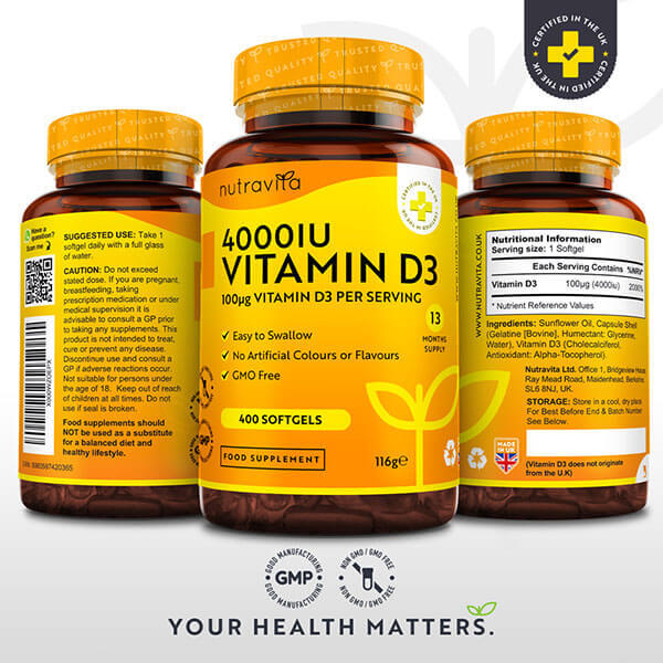 Nutravita Vitamin D3 4000Iu 100µg - 400 Softgel Capsules