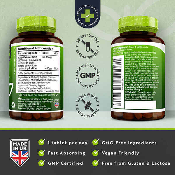 Nutravita Sea Kelp 2000Mg - Iodine Source, 240 Vegan Tablets