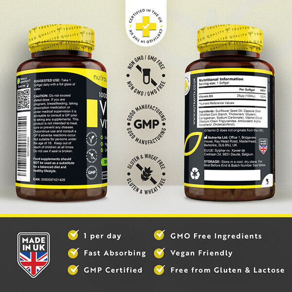 Nutravita Vegan Vitamin D3 1000Iu 25µg - 180 Softgels