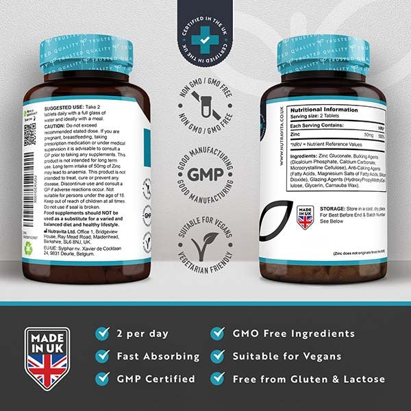 Nutravita Zinc 50Mg - 365 Vegan Tablets
