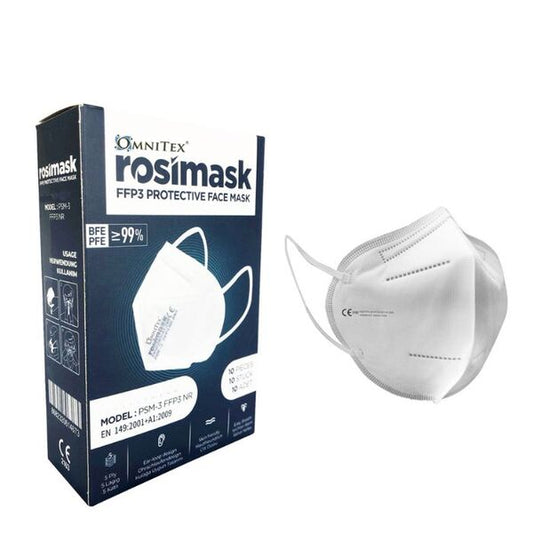 Omnitex Rm Ffp3 Face Mask - White 10Pk (Individually Packed)