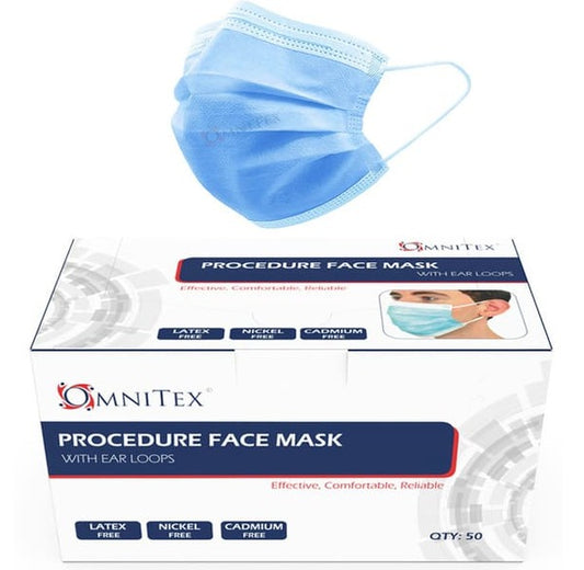 Omnitex 3Ply Type Iir Disposable Surgical Face Mask (50Pk)