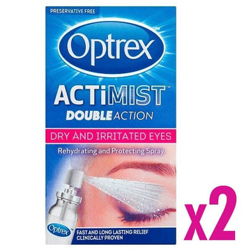2 X Optrex Actimist Dry And Irritated Eye Spray 10Ml Bundle