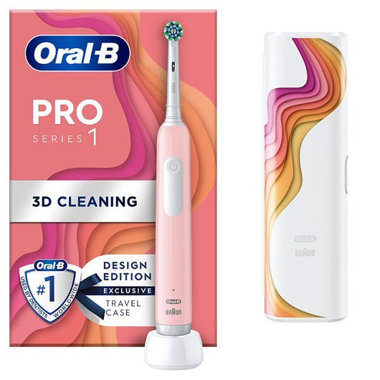 Oral-B Pro1 Cross Action Pink Electric Toothbrush+Travelcase