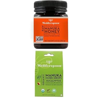 Wedderspoon Raw Premium Manuka Honey KFactor 16 (8.8 Oz, Pack of 1) and Manuka Honey Drops Eucalyptus & Bee Propolis (20 Count, Pack of 1) - Genuine New Zealand Honey, Perfect Remedy For Dry Throats : Grocery & Gourmet Food