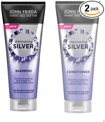 Shimmering Silver Shampoo (250Ml) And Shimmering Silver Conditioner (250Ml) By John Frieda For Dull Grey Hair