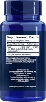 Life Extension High Potency Optimized Folate 8500 mcg DFE, 30 Vegetarian Tablets (Pack of 4)