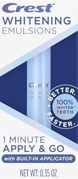 Crest Whitening Emulsions On-The-Go Leave-On Teeth Whitening Gel Kit With Built-In Applicator, 0.35 Oz (10G), Twin Value Pack