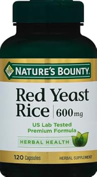 Nature'S Bounty Red Yeast Rice Pills And Herbal Health Supplement, Dietary Additive, 600Mg, 120 Capsules