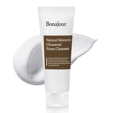 Bonajour Natural Morocco Ghassoul Foam Clenser For Daily Face Washing, Remove Make-Up & Pore Tightening 5.29 Fl. Oz