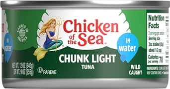 Chicken of the Sea Chunk Light Tuna in Water, Wild Caught Tuna, 12-Ounce Can (Pack of 1)