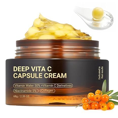 Deep Vitamin C Golden Capsule Face Moisturizer – Lightweight Hydrating Daily Skincare Capsules for Wrinkles & Skin Radiance