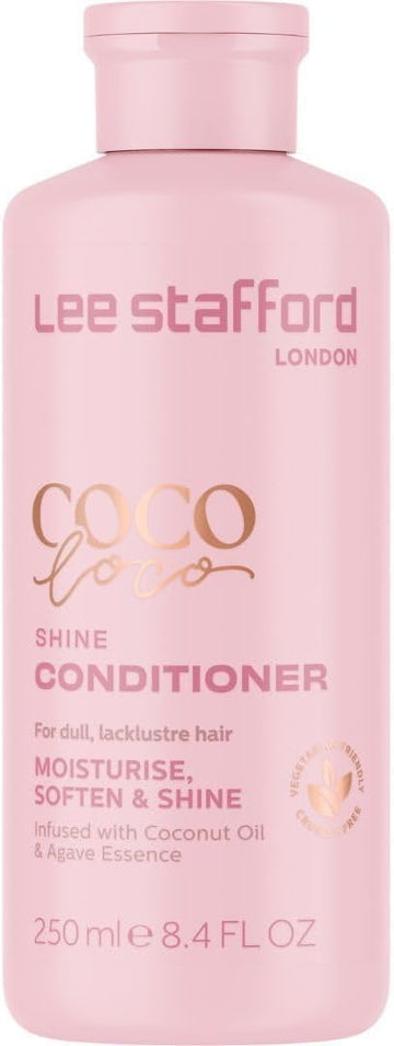 Lee Stafford Shine Conditioner | Coco Loco - Best Moisturizing Lightweight Cream For Dry, Dull Hair, Radiant High Gloss Sleek Silk Shiny Finish, Packed With Coconut Oil For Rich Moisture, 250 Ml