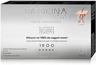 Crescina Complete Treatment Transdermic Follicular Islands Plc12 Bulge Stem Anti-Loss Strong Hair Regrowth 1900 Woman 20 (7 + 7 + 6) Vials
